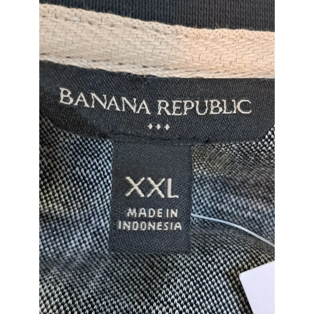 NWT Banana Republic Mens Black White Check pullover Sweater Size 2XL